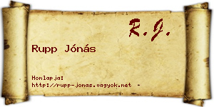 Rupp Jónás névjegykártya